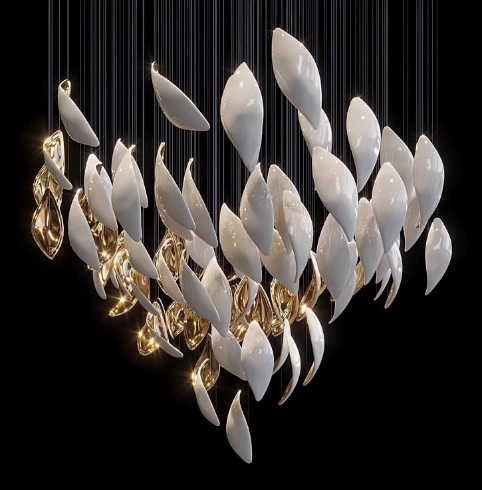 Светильник-инсталляция DZN-64570 ЗОЛОТО + БЕЛЫЙ ` D600/H500+1200/8/LED/4000K ROSSI 25-04 VST