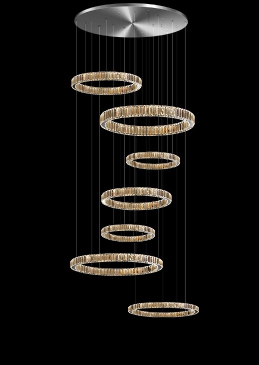 Светильник подвесной ElegantLight DZN-8233 CHROME/РОМ ` D1200/H2000/7/LED/300W/4000K BERTOLDA 22-12