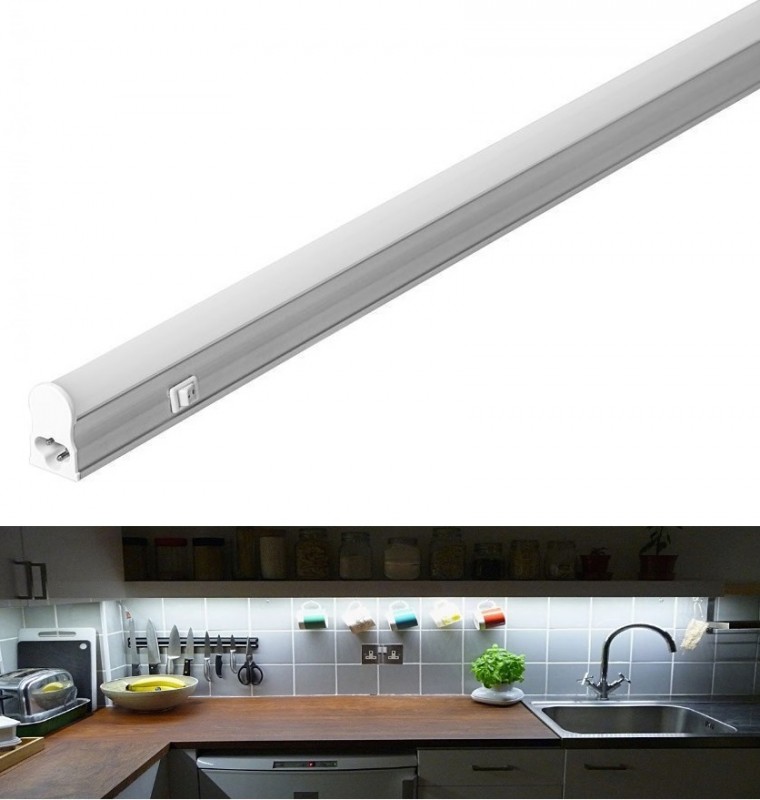 Ecola LED linear IP20 линейный св.д. св-к T5 с выкл. (сет.шнур без вилки) 5W 220V 6500K 305x22x33